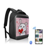 Mobile control backpack with led lights in black color