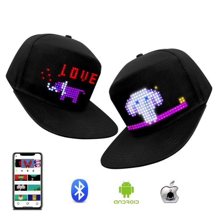 RGB Color Programmable Glowing LED Screen Scrolling Message LED Cap USB Rechargeable DIY Graffiti LED Hat Luminous Party Hat - Image 4