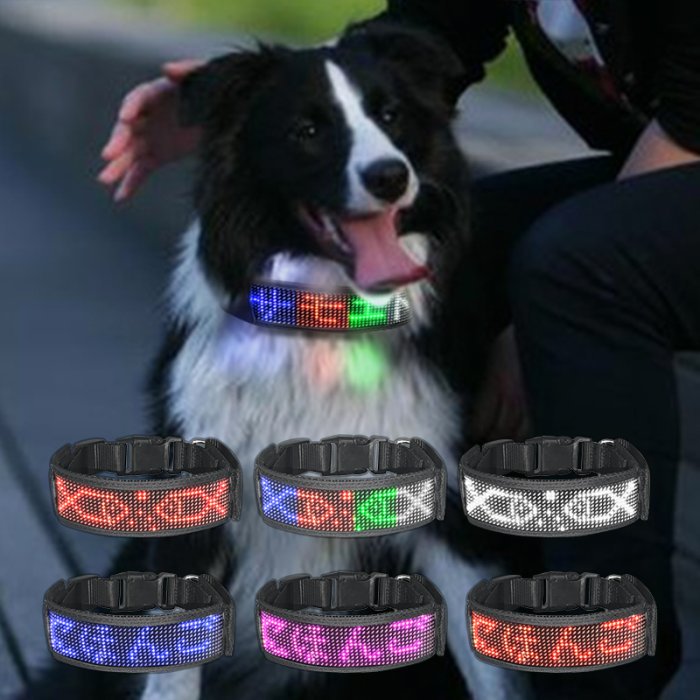 Waterproof Rechargeable LED Dog Collar | USB Charging Led Light Up Collar for Dog | Mobile App Display Control | Luxury Dog Collars - Image 3