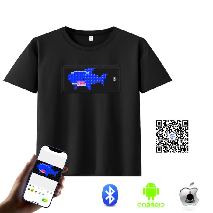APP Programmable Light Up T-Shirt Black LED Flashing text gif DIY clothes Festival Short Sleeve LED T Shirt - Image 5