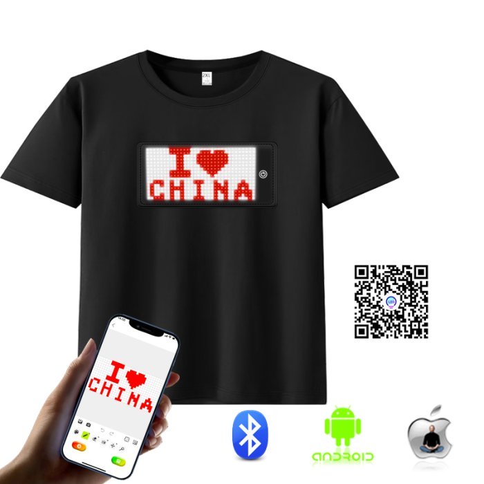 APP Programmable Light Up T-Shirt Black LED Flashing text gif DIY clothes Festival Short Sleeve LED T Shirt - Image 3