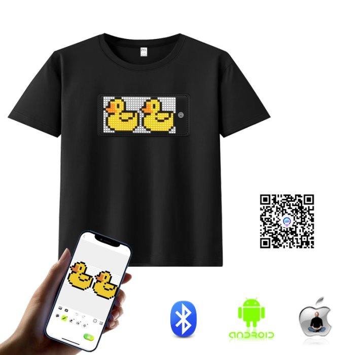 APP Programmable Light Up T-Shirt Black LED Flashing text gif DIY clothes Festival Short Sleeve LED T Shirt - Image 2