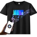 APP Programmable Light Up T-Shirt Black LED Flashing text gif DIY clothes Festival Short Sleeve LED T Shirt