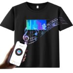 APP Programmable Light Up T-Shirt Black LED Flashing text gif DIY clothes Festival Short Sleeve LED T Shirt