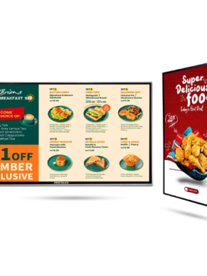 Digital menu board for restaurants and takeaways